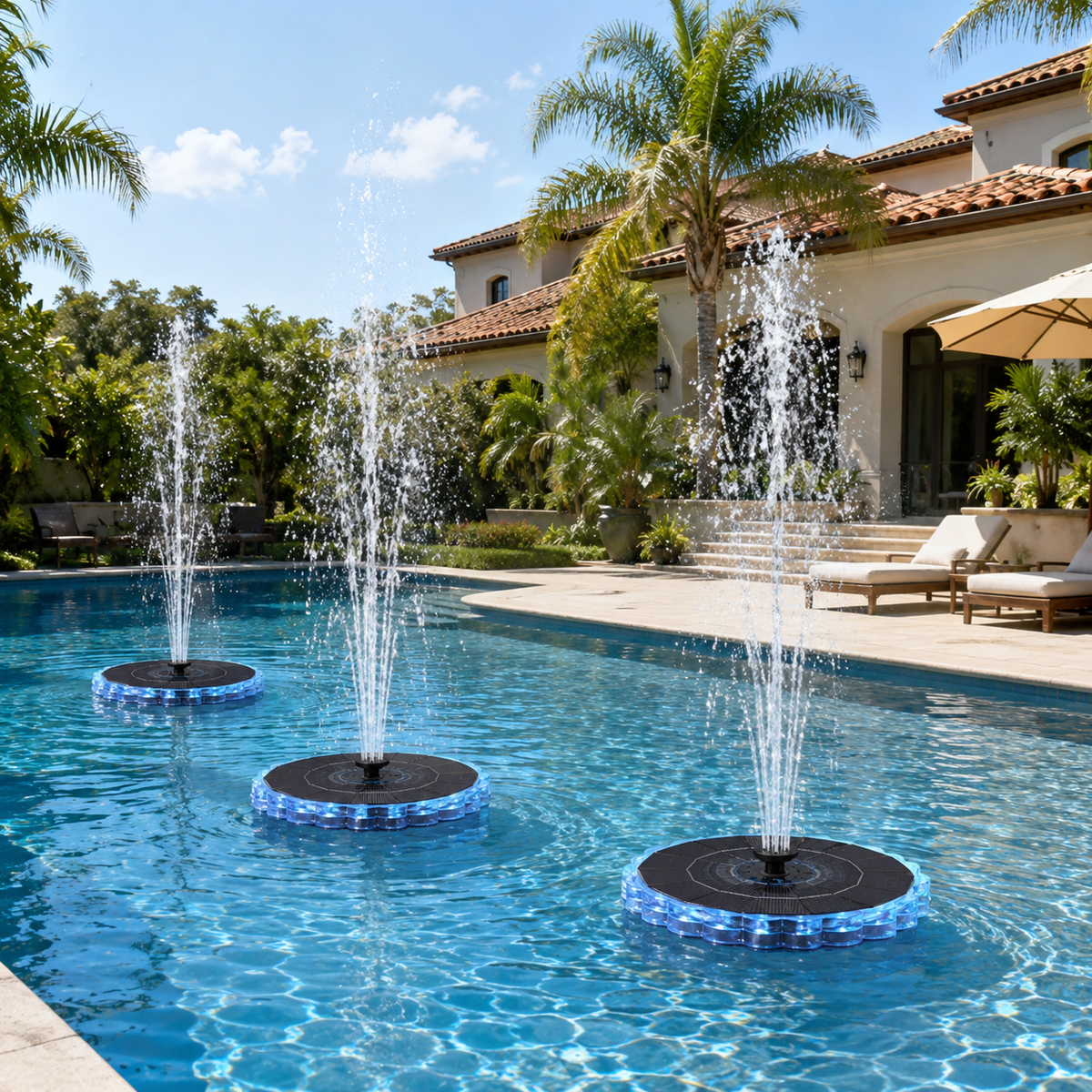 Solar-Powered Floating Fountain Light for Luxury Outdoor Water Features