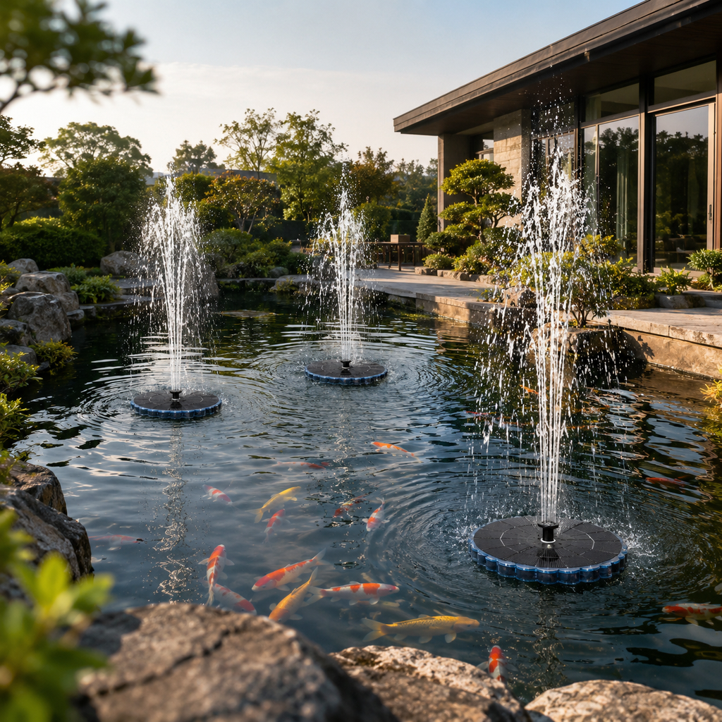 Solar-Powered Floating Fountain Light for Luxury Outdoor Water Features