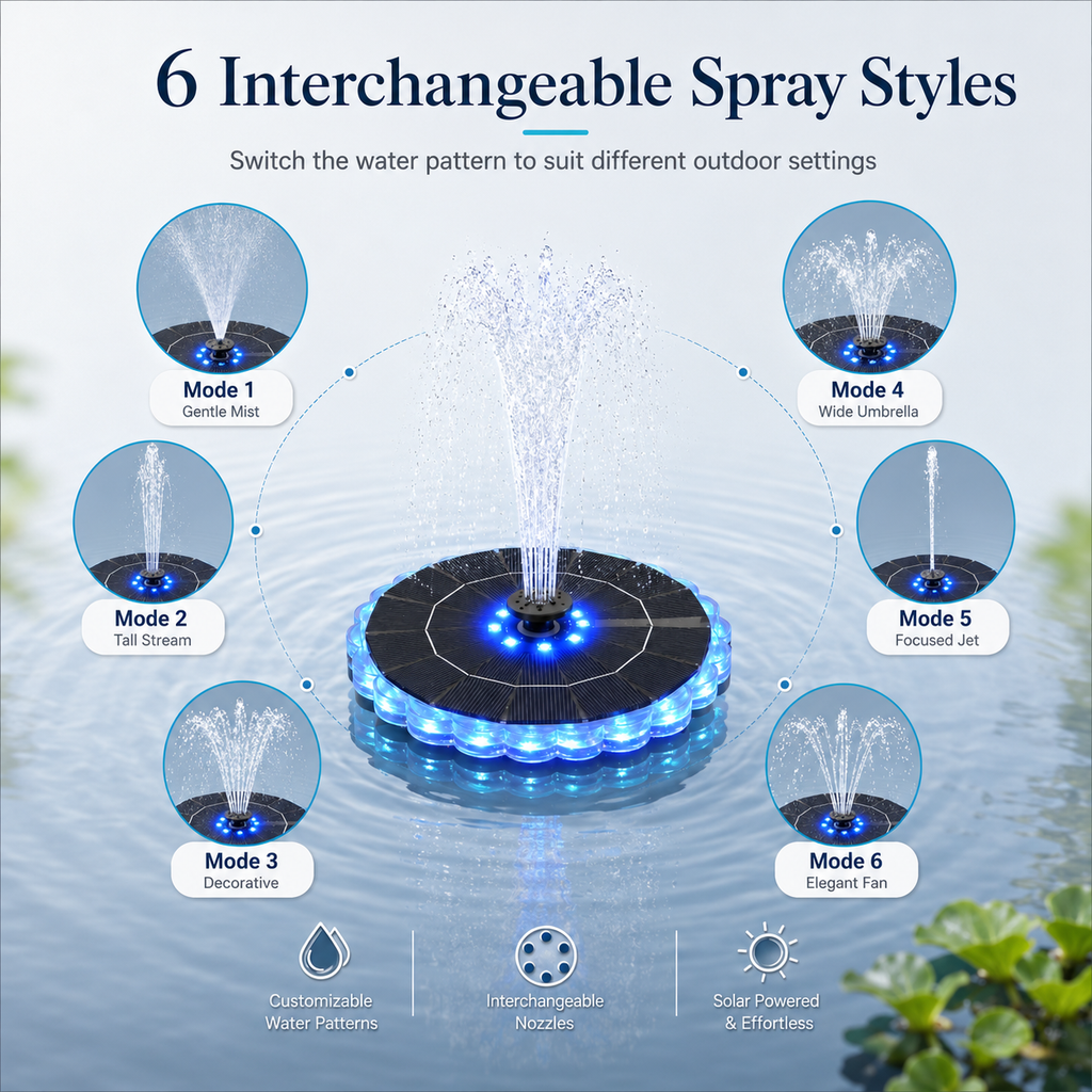 Solar-Powered Floating Fountain Light for Luxury Outdoor Water Features
