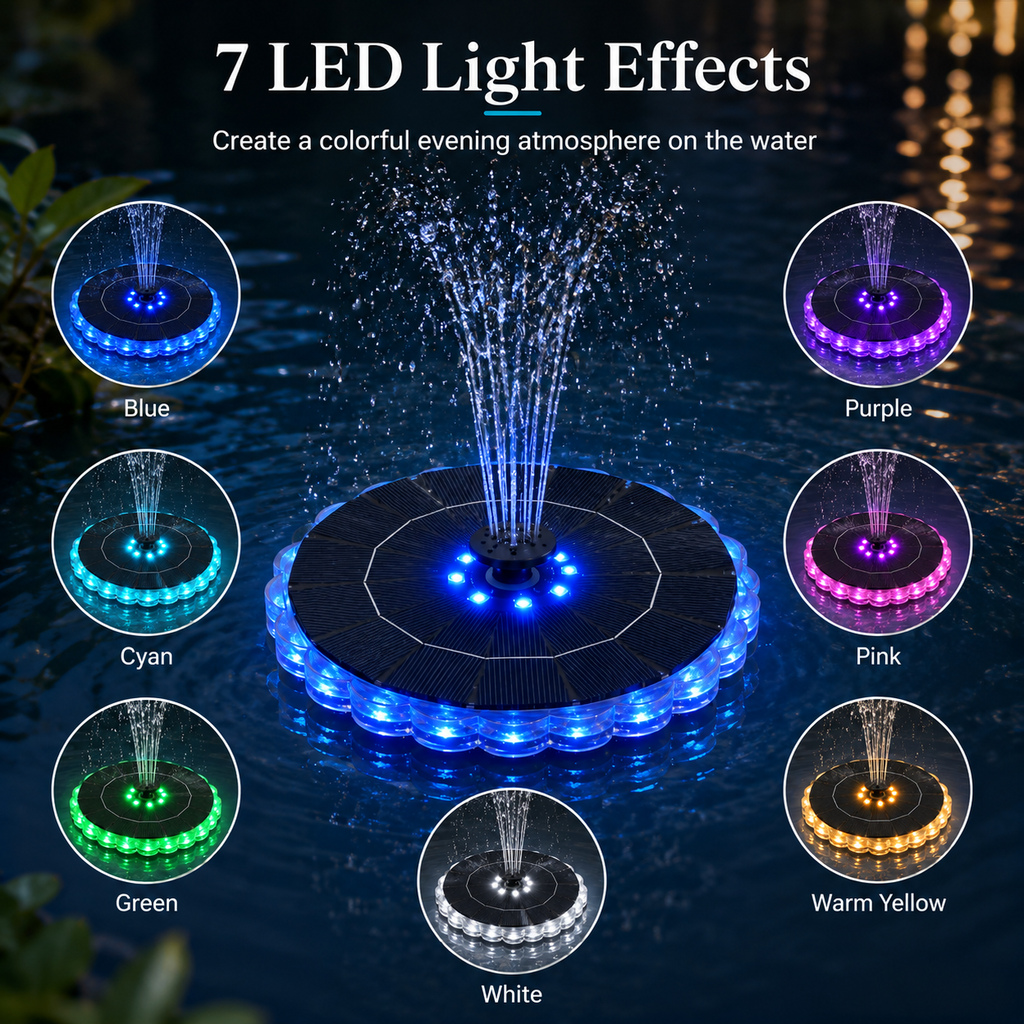 Solar-Powered Floating Fountain Light for Luxury Outdoor Water Features
