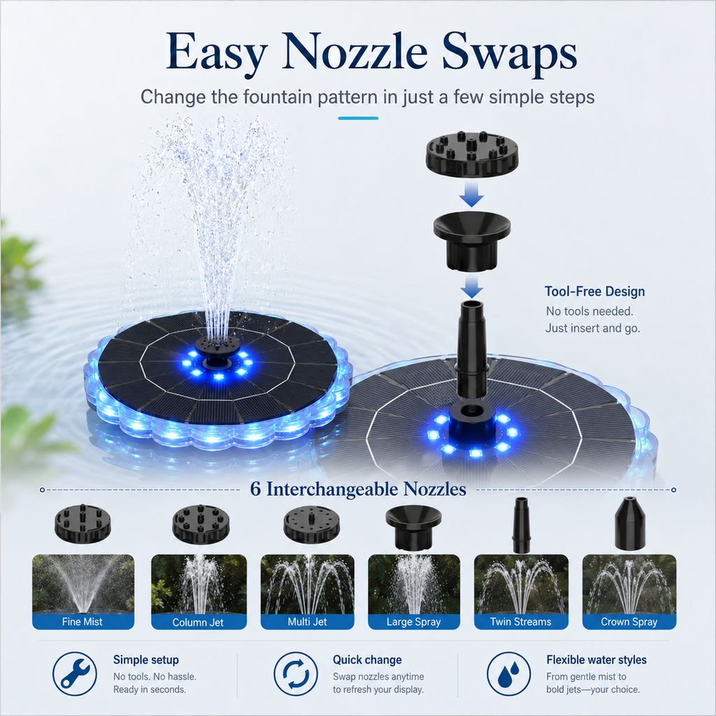 Solar-Powered Floating Fountain Light for Luxury Outdoor Water Features