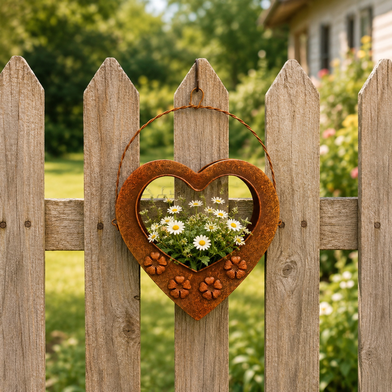 Rustic Heart Metal Hanging Planter
