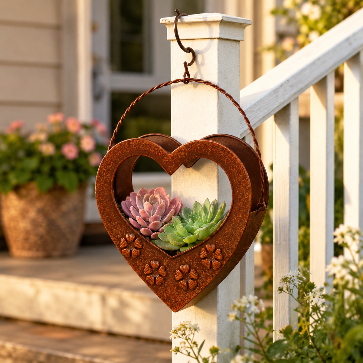 Rustic Heart Metal Hanging Planter