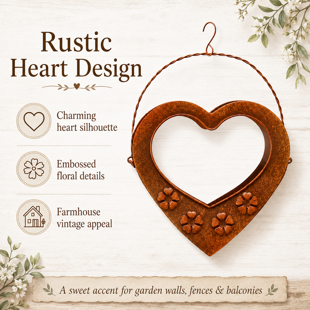 Rustic Heart Metal Hanging Planter