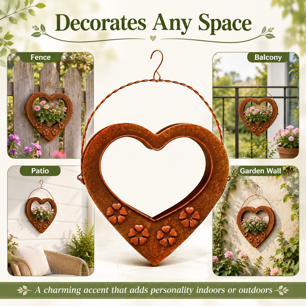 Rustic Heart Metal Hanging Planter