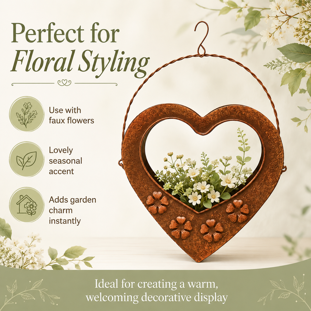 Rustic Heart Metal Hanging Planter