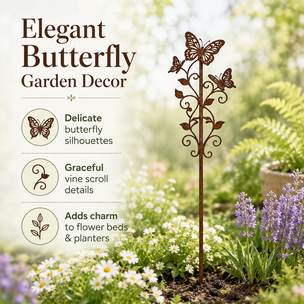 Rustic Butterfly Garden Stake