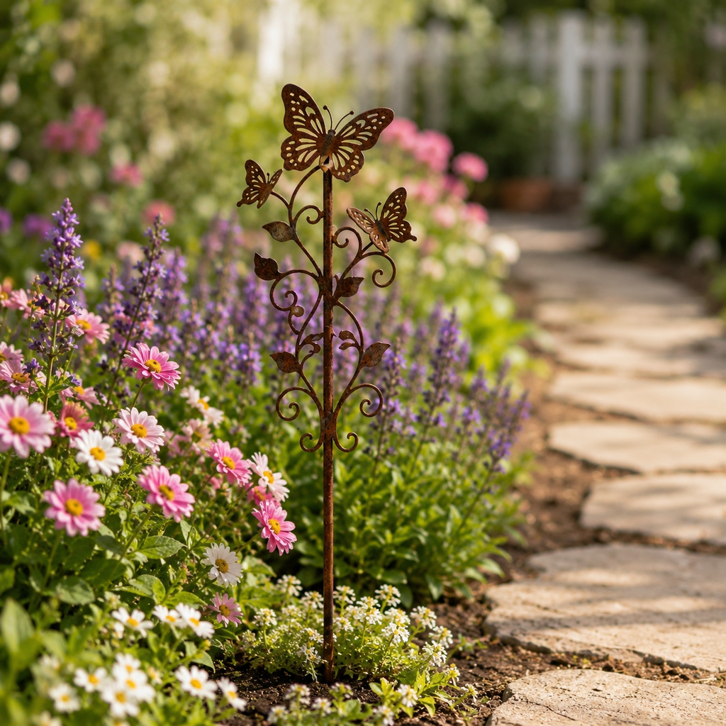 Rustic Butterfly Garden Stake