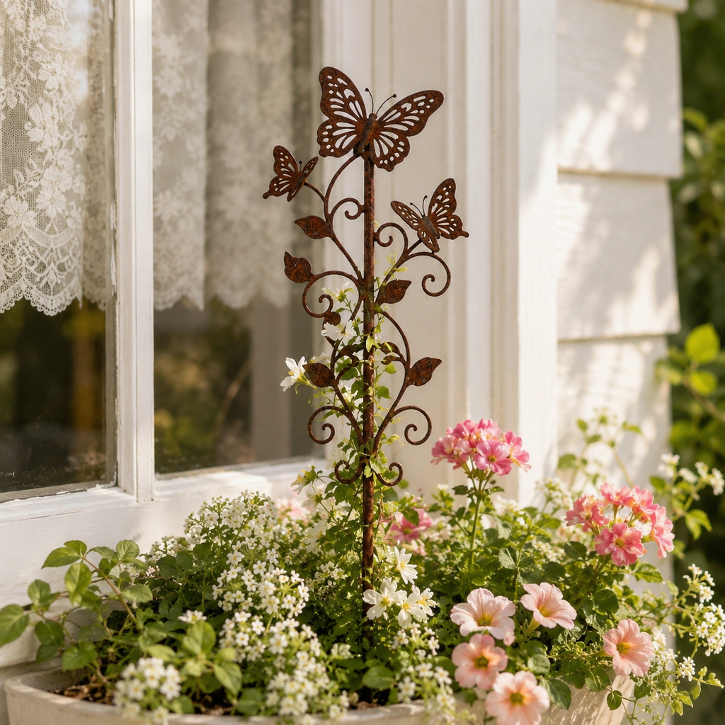 Rustic Butterfly Garden Stake