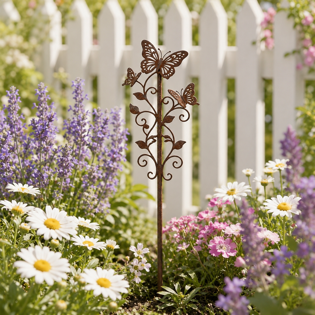 Rustic Butterfly Garden Stake
