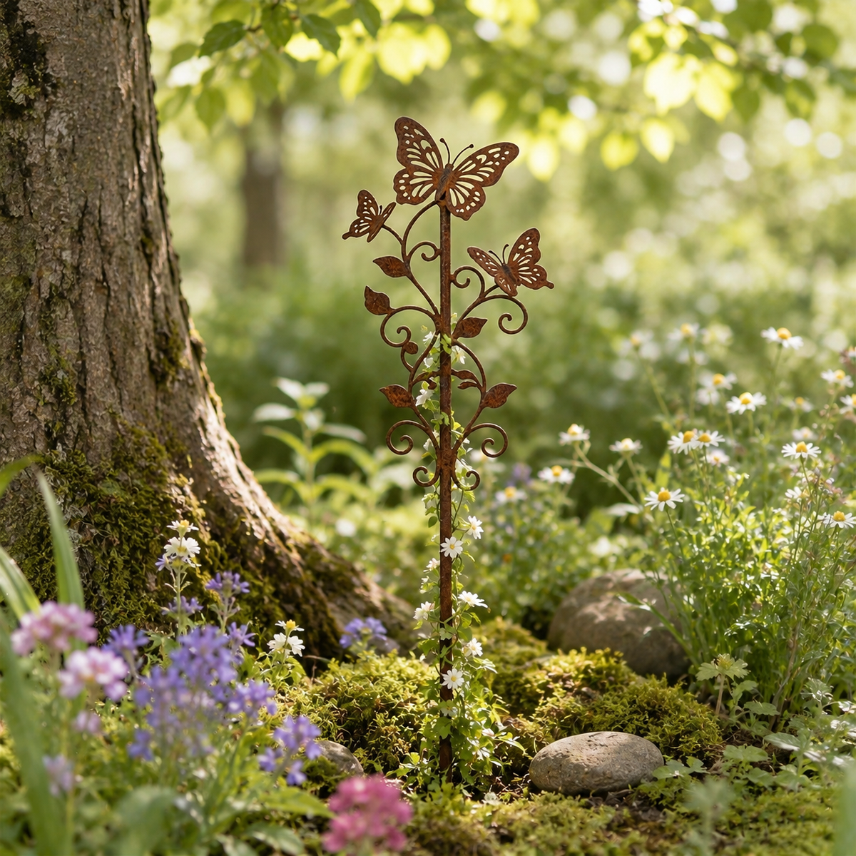 Rustic Butterfly Garden Stake