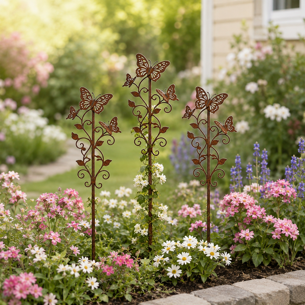 Rustic Butterfly Garden Stake