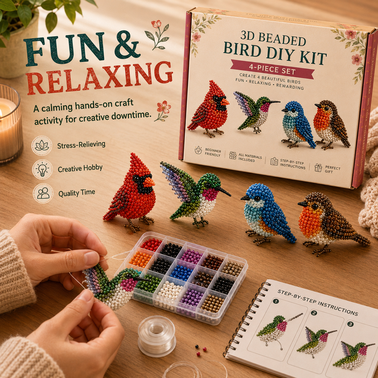 3D Beaded DIY Craft Kits – 24 Unique Themes Collection