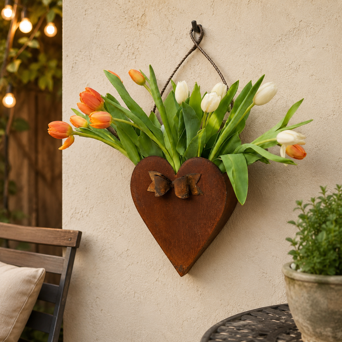 Rustic Heart Metal Wall Planter