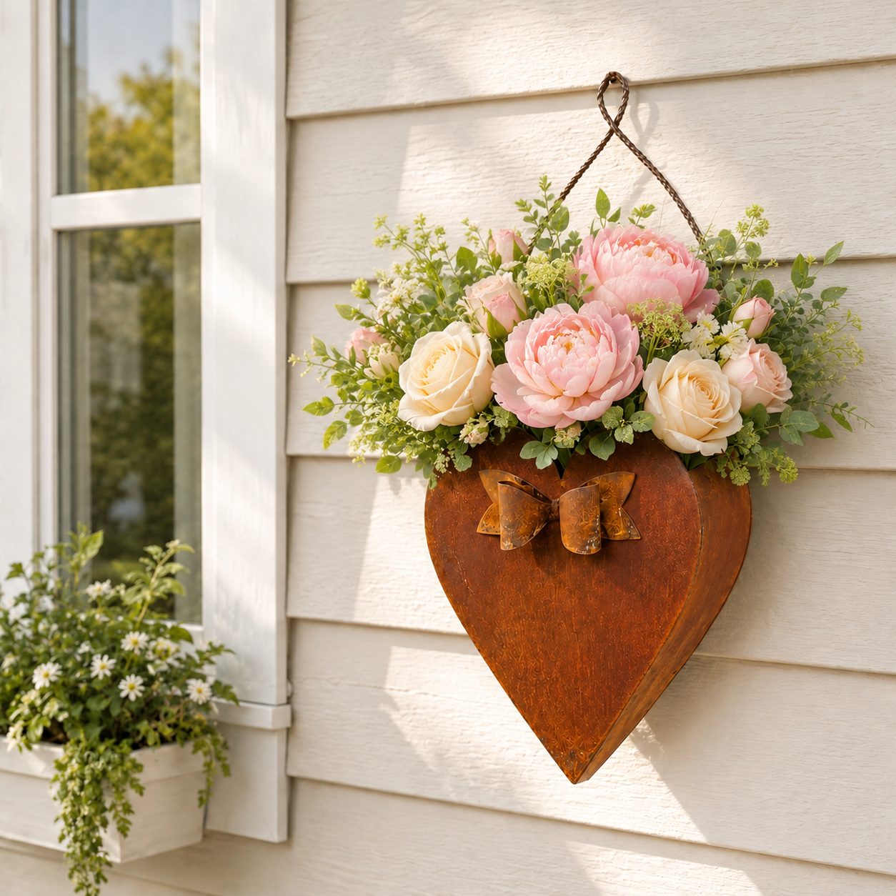 Rustic Heart Metal Wall Planter