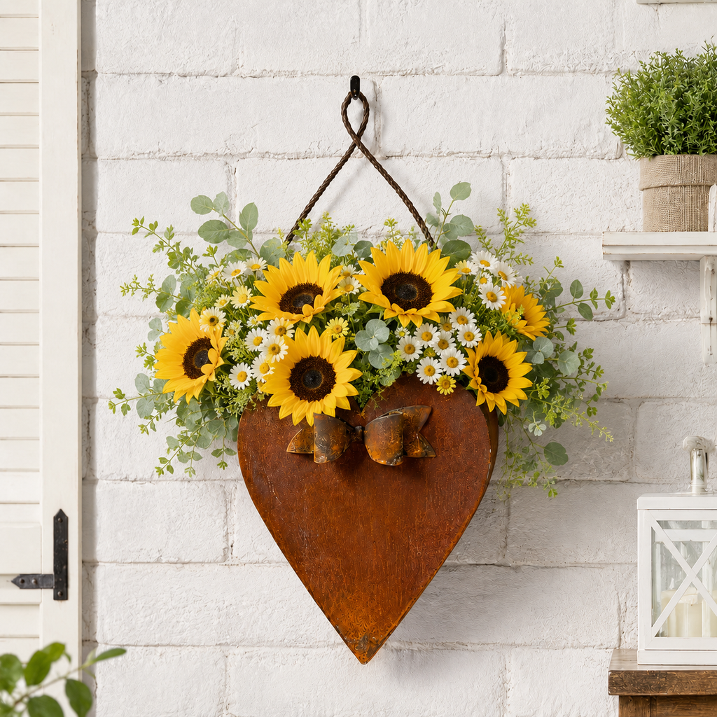 Rustic Heart Metal Wall Planter