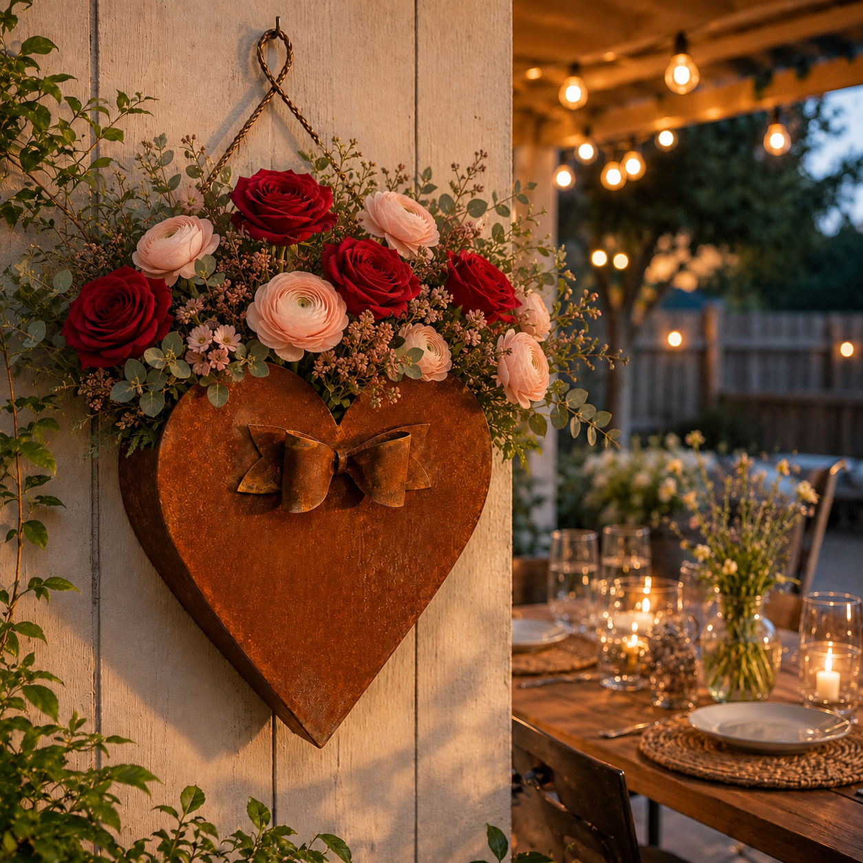 Rustic Heart Metal Wall Planter