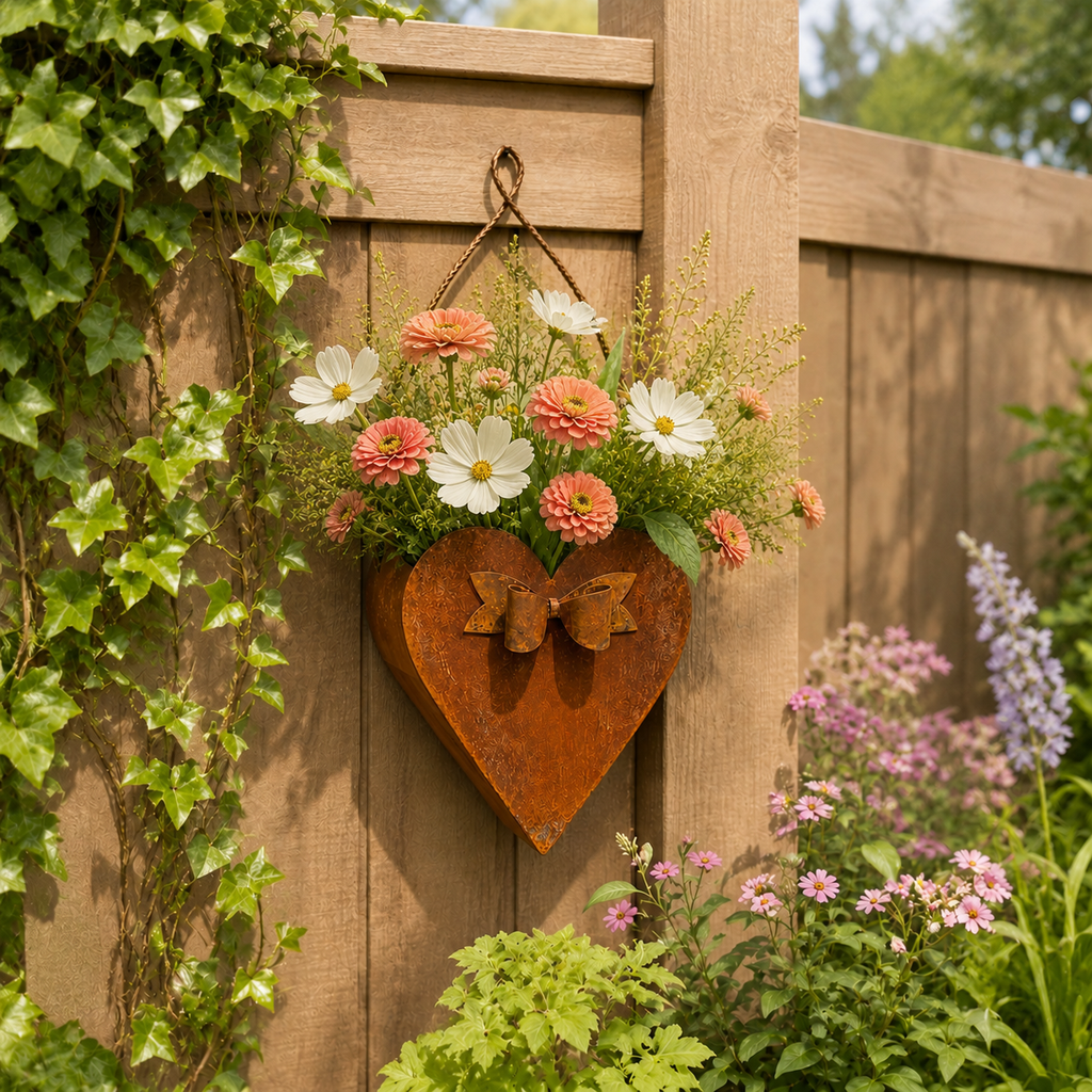 Rustic Heart Metal Wall Planter
