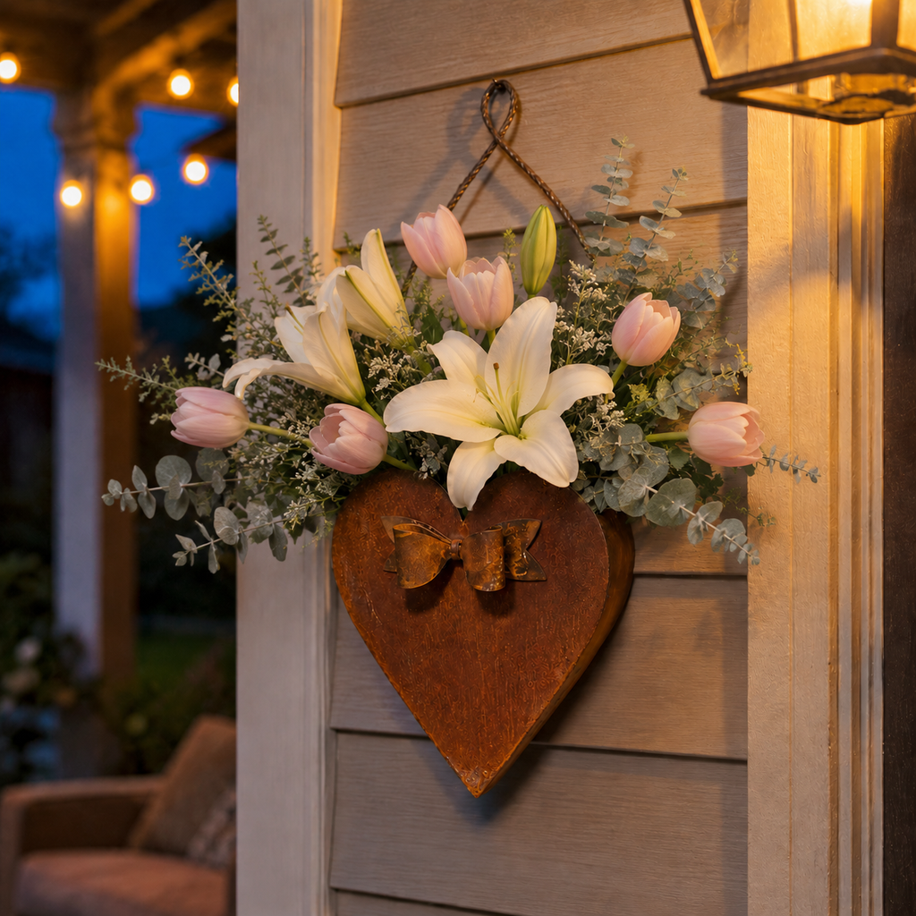 Rustic Heart Metal Wall Planter