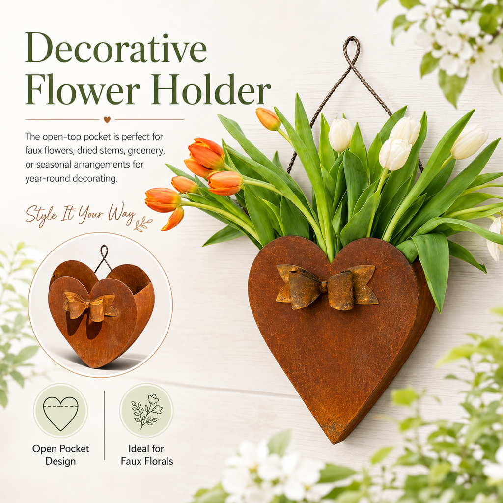 Rustic Heart Metal Wall Planter