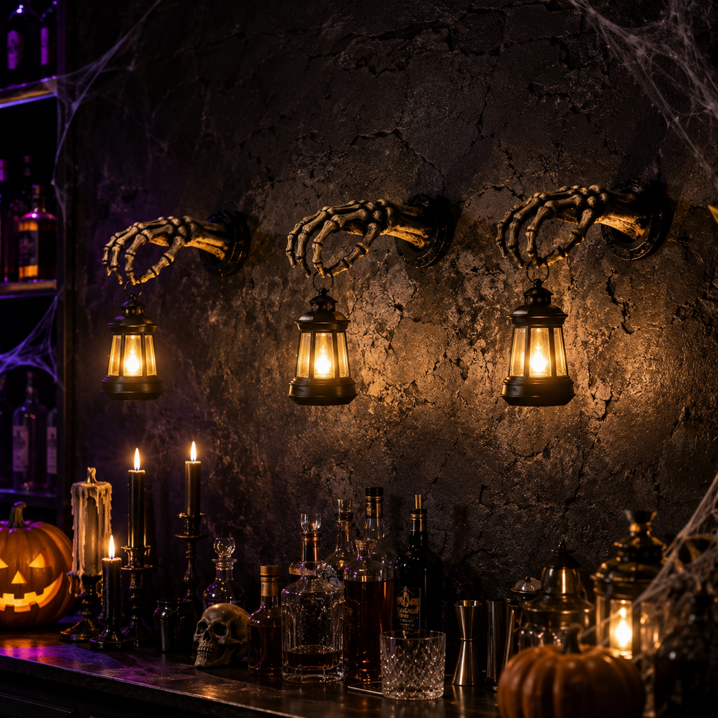 Skeleton Hand Halloween Lantern Wall Decor