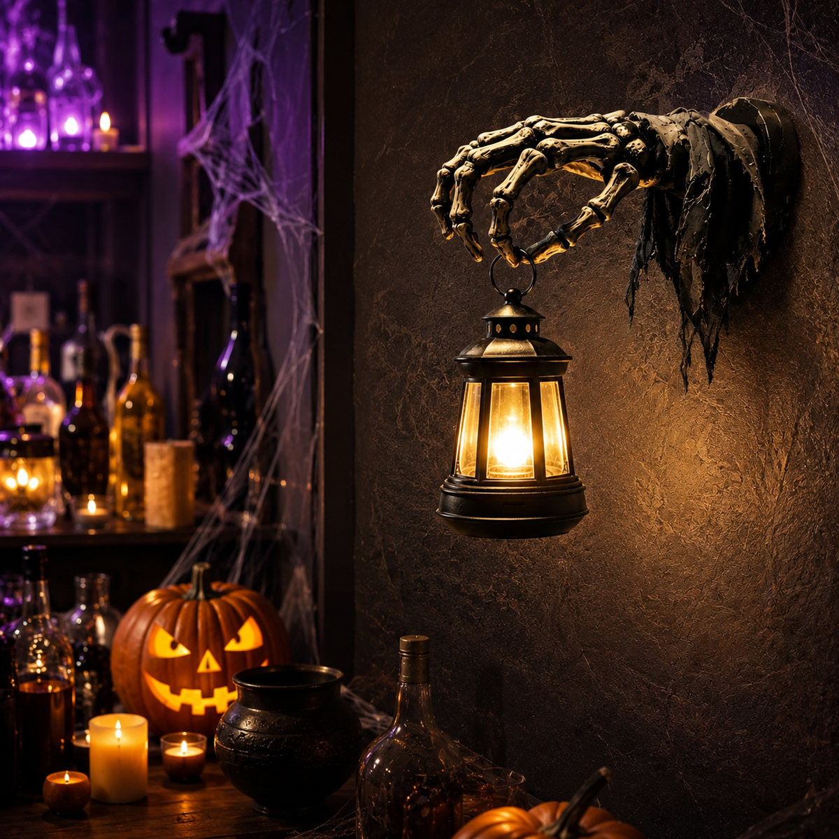 Skeleton Hand Halloween Lantern Wall Decor
