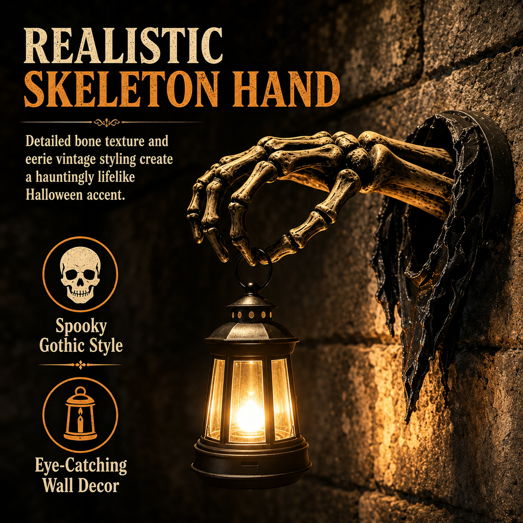 Skeleton Hand Halloween Lantern Wall Decor