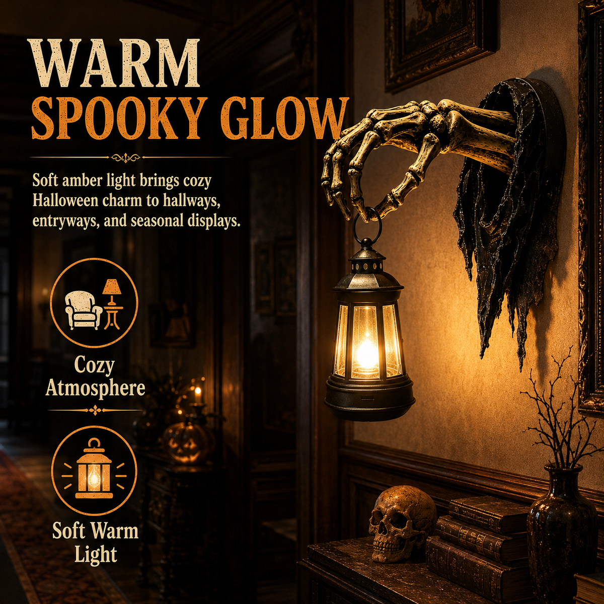 Skeleton Hand Halloween Lantern Wall Decor