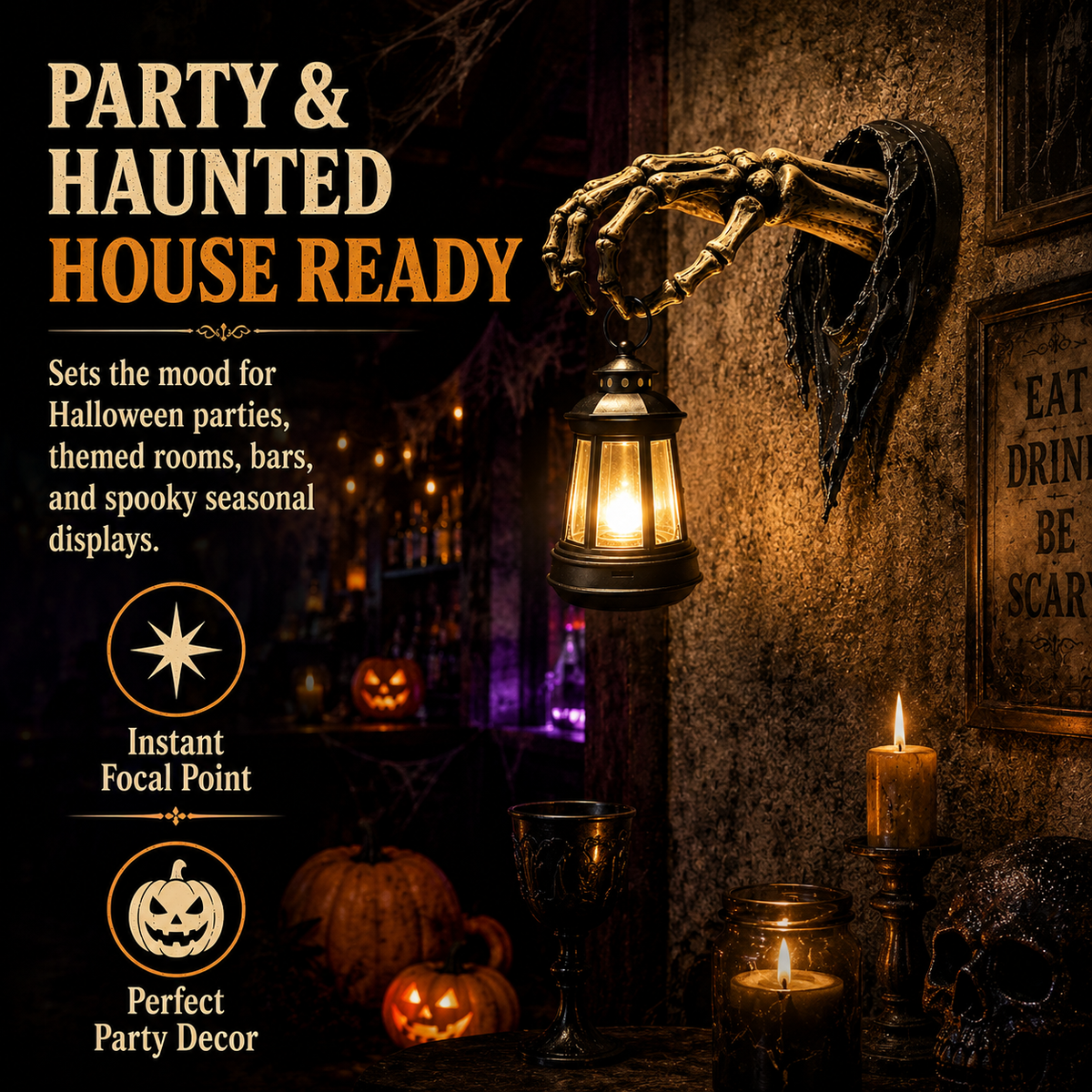 Skeleton Hand Halloween Lantern Wall Decor