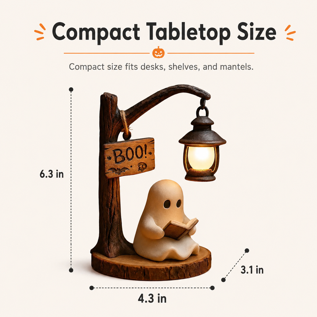 Cute Ghost Reading Lamp Decor with Warm LED Lantern