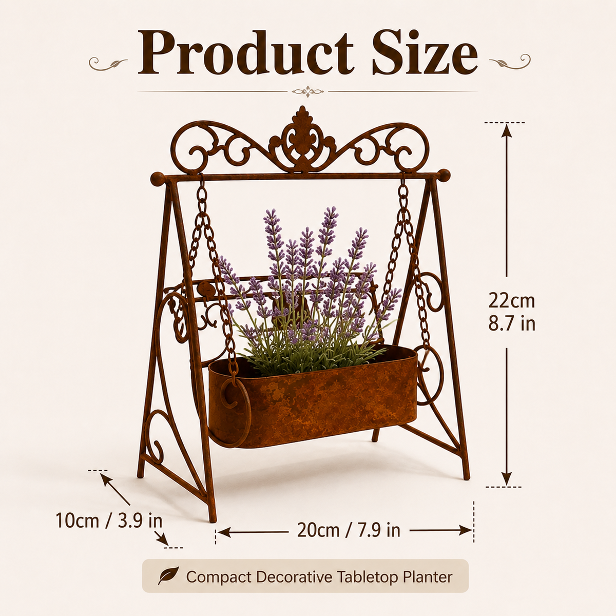 Rustic Metal Swing Chair Planter