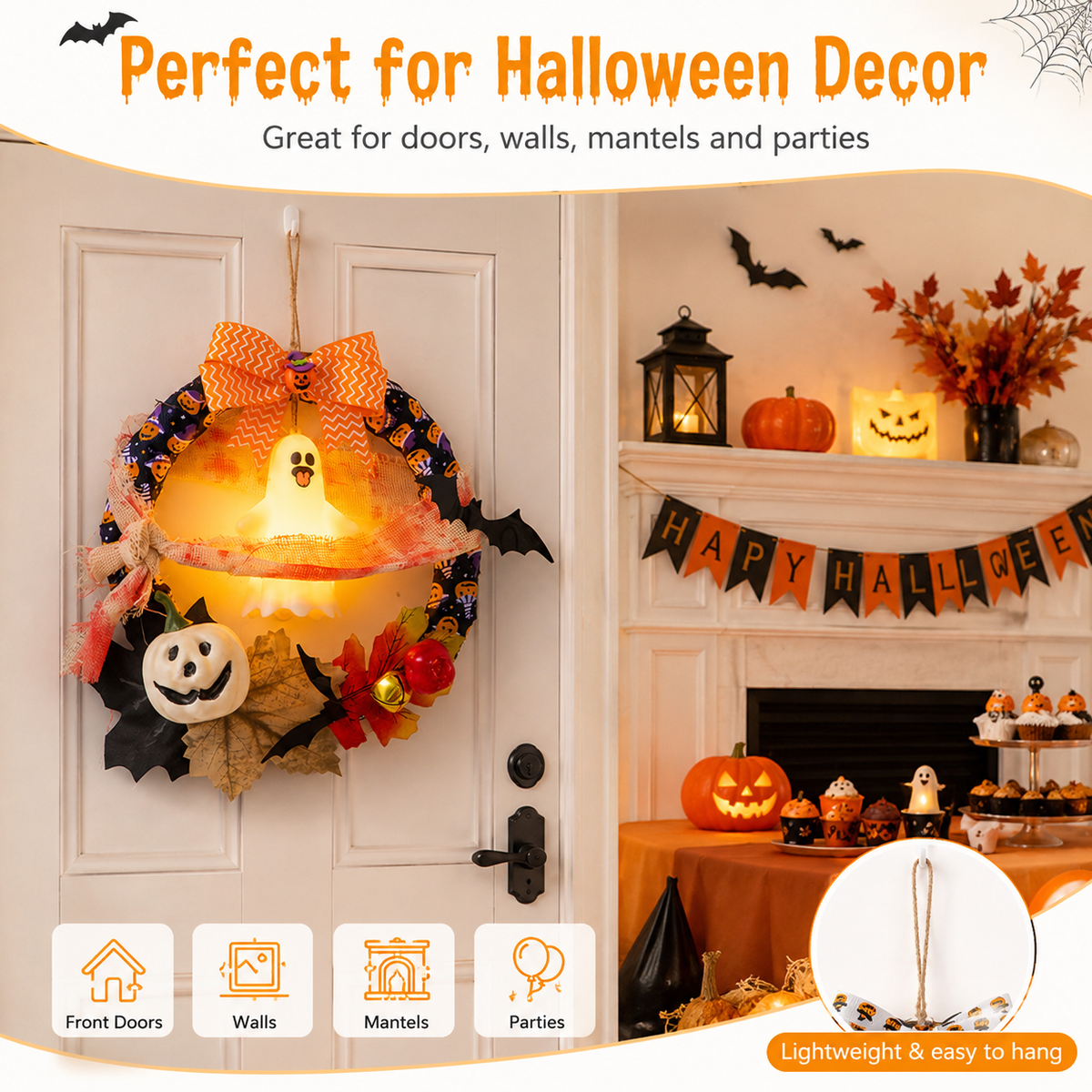 Halloween Lighted Wreath 🎃