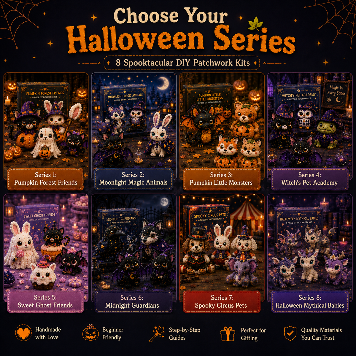 Halloween Friends 4 Piece DIY Patchwork Kit Collection 🎃🧵