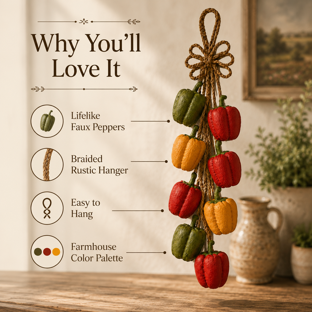 Rustic Harvest Faux Pepper Braid Wall Decor