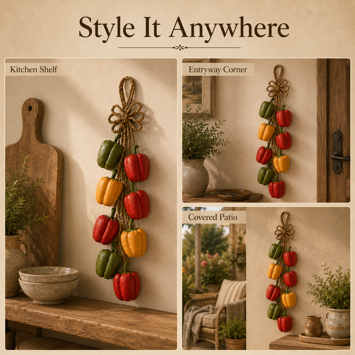 Rustic Harvest Faux Pepper Braid Wall Decor