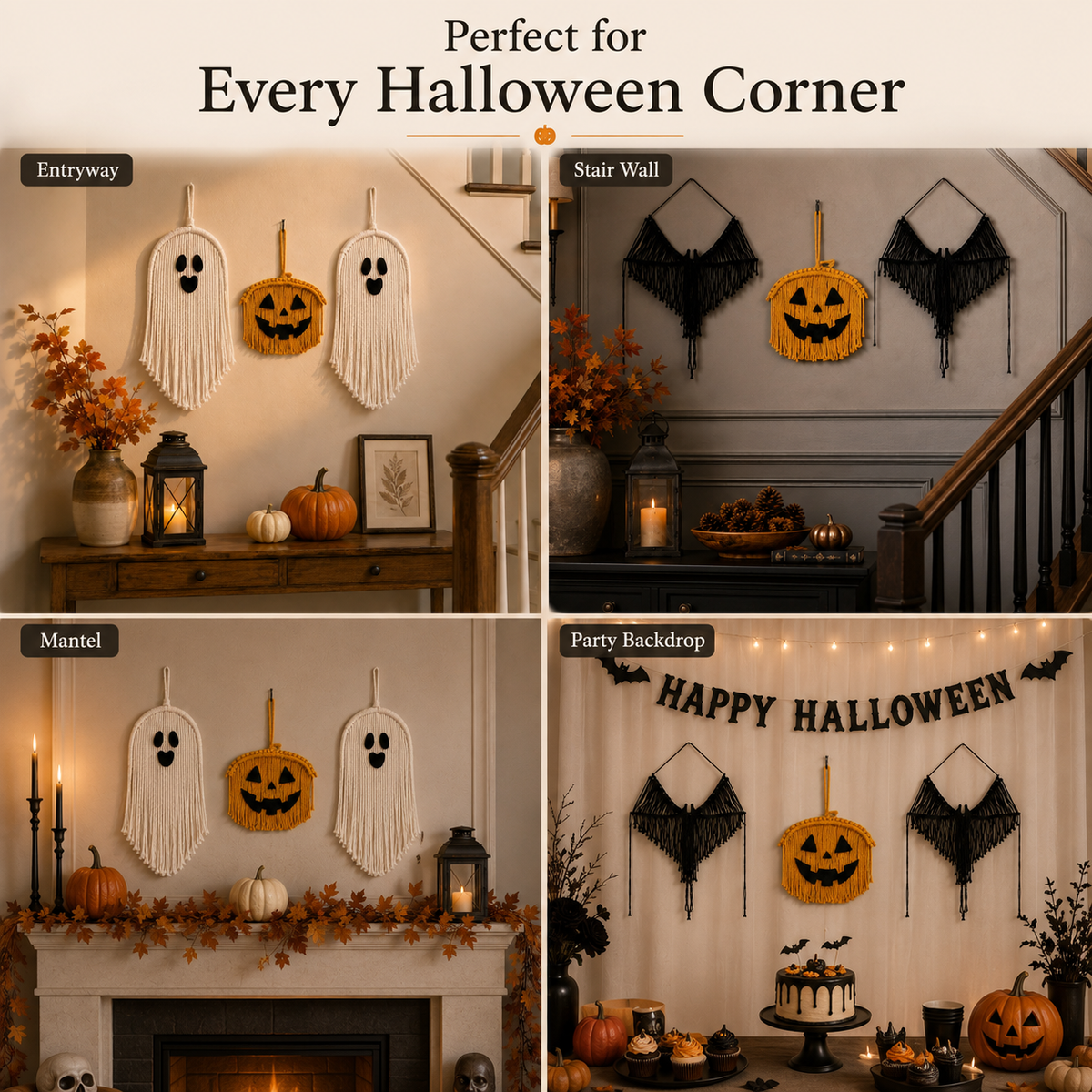 Halloween Macrame Wall Decor Set