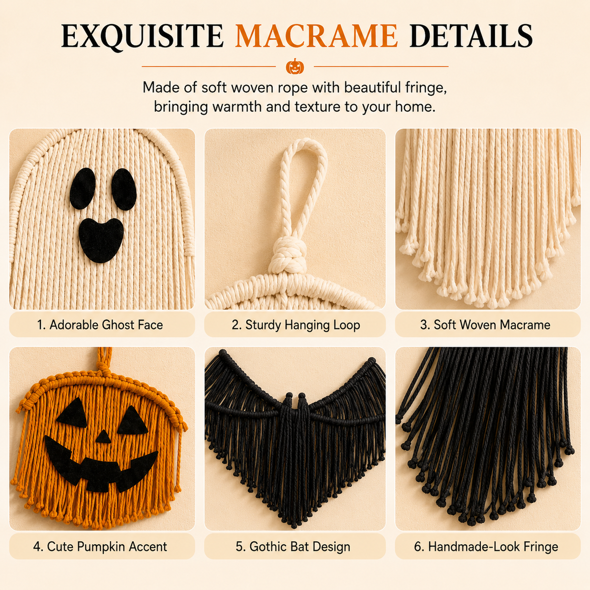 Halloween Macrame Wall Decor Set