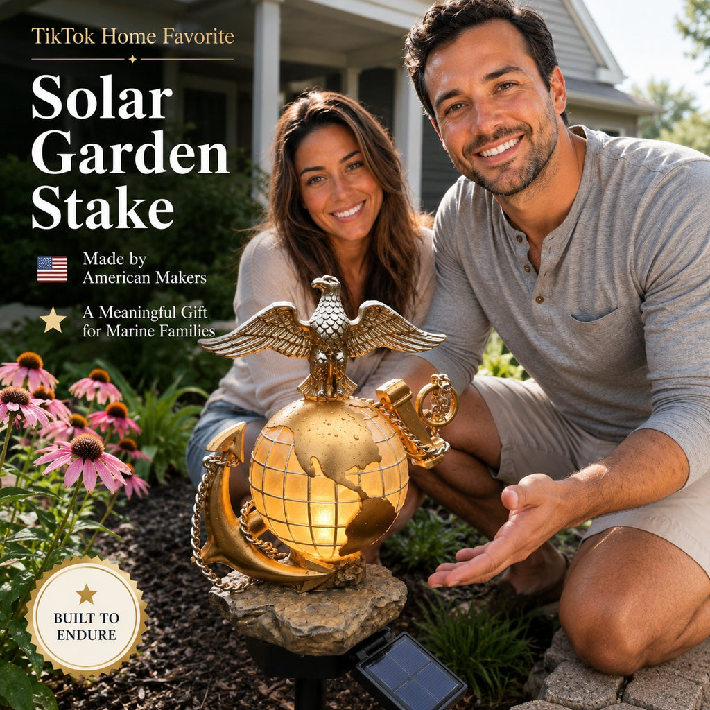 USMC Eagle Globe Anchor Solar Garden Stake