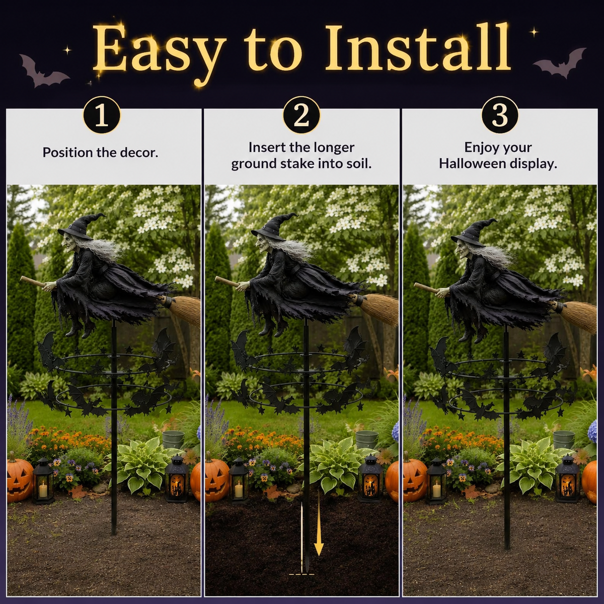 Halloween Witch Garden Stake Decor