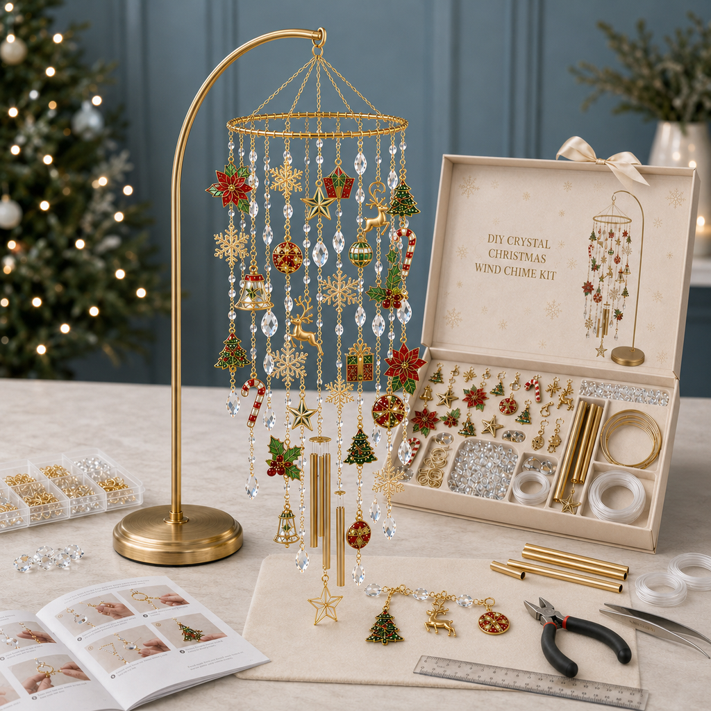 DIY Crystal Christmas Wind Chime Kit – Handmade Holiday Hanging Decoration