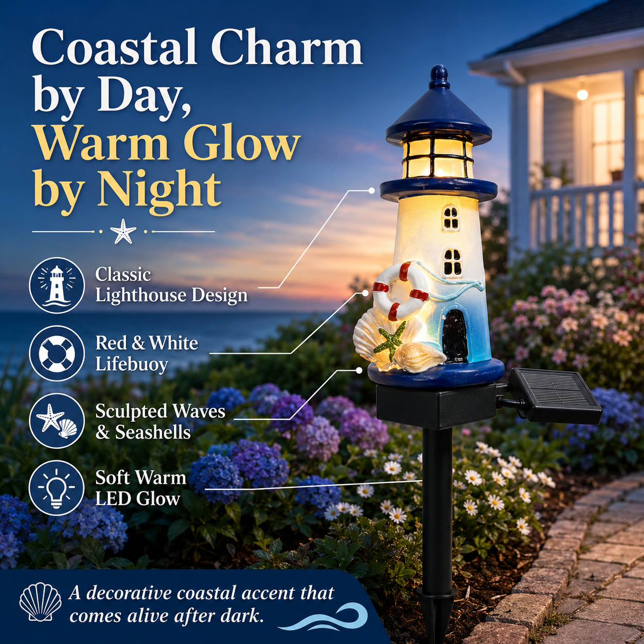 Solar Lighthouse Garden Stake Light