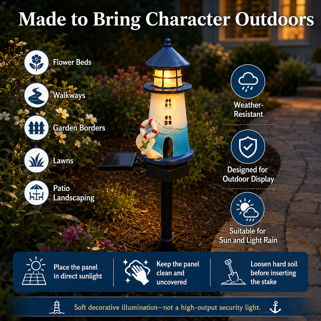 Solar Lighthouse Garden Stake Light