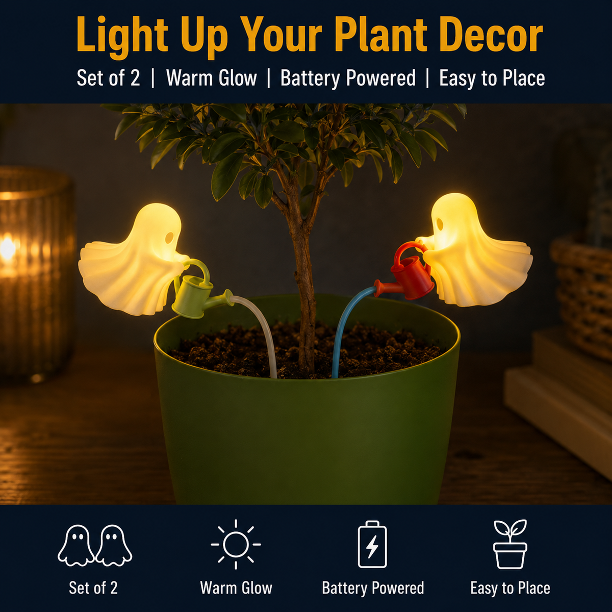 Lighted Ghost Plant Decor