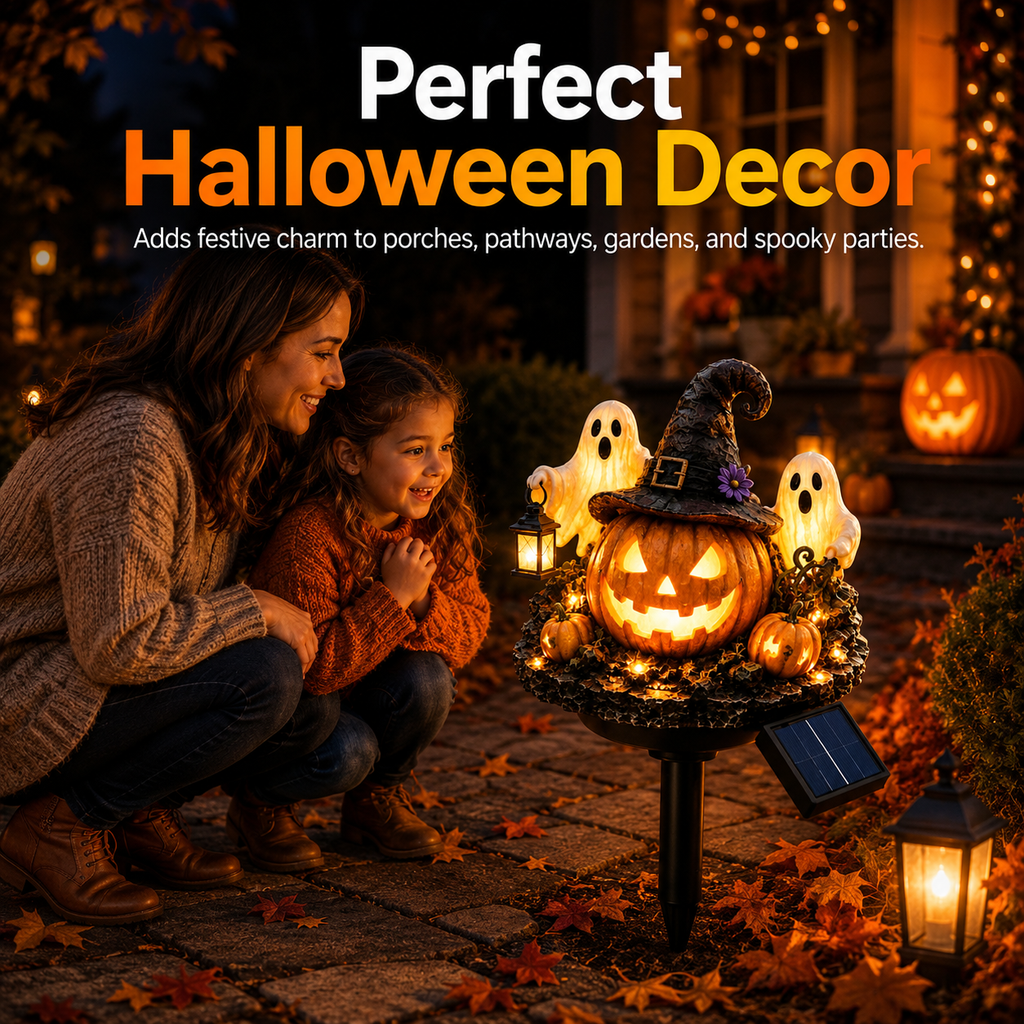 Solar Halloween Pumpkin Ghost Garden Stake Light