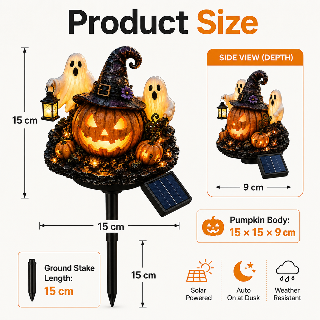 Solar Halloween Pumpkin Ghost Garden Stake Light