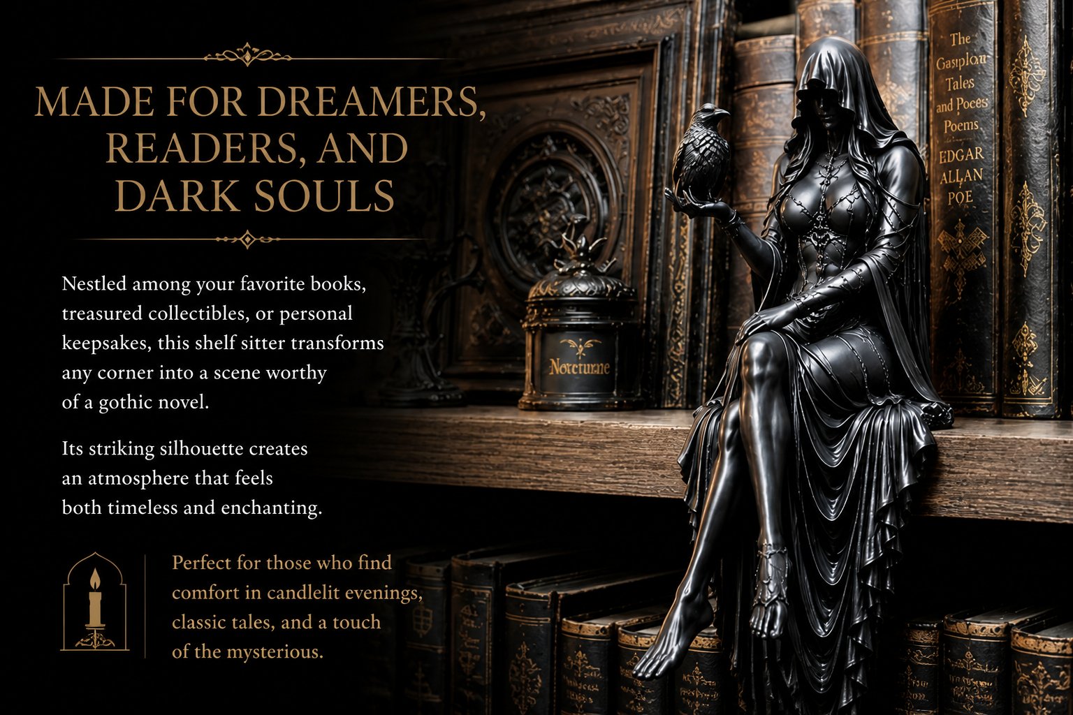 🔥Last Day 50% OFF 🖤 Gothic Raven Shelf Sitter Statue