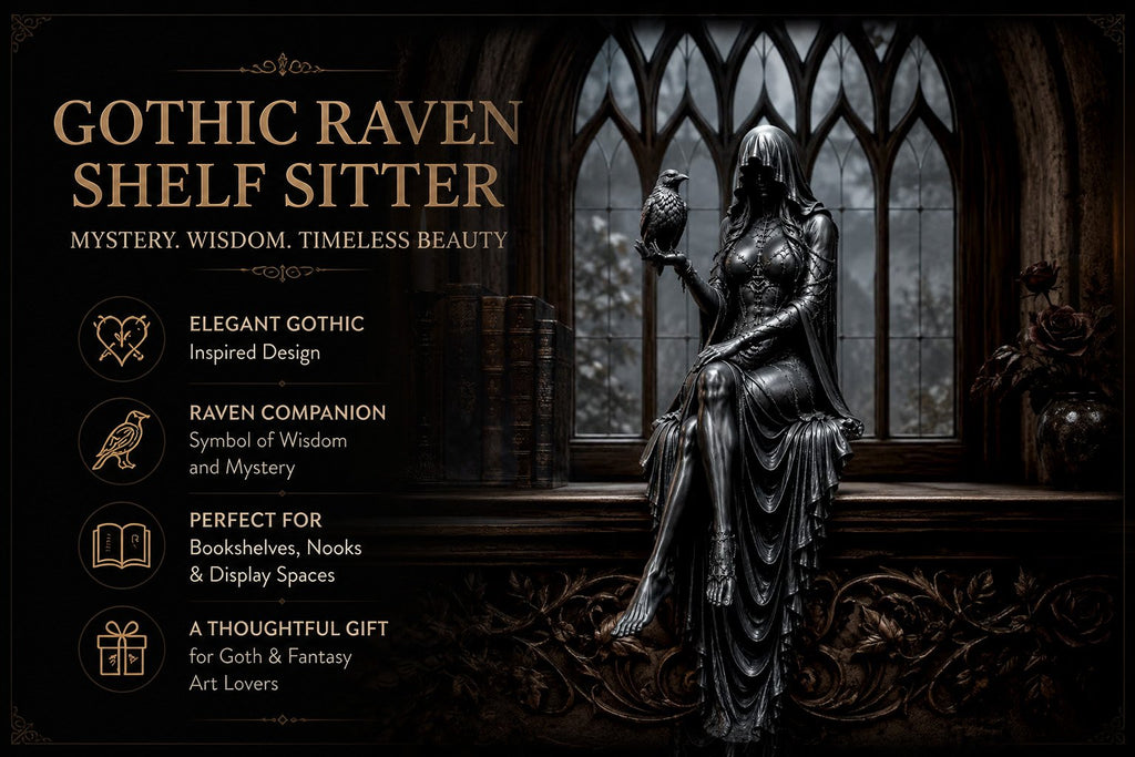 🔥Last Day 50% OFF 🖤 Gothic Raven Shelf Sitter Statue