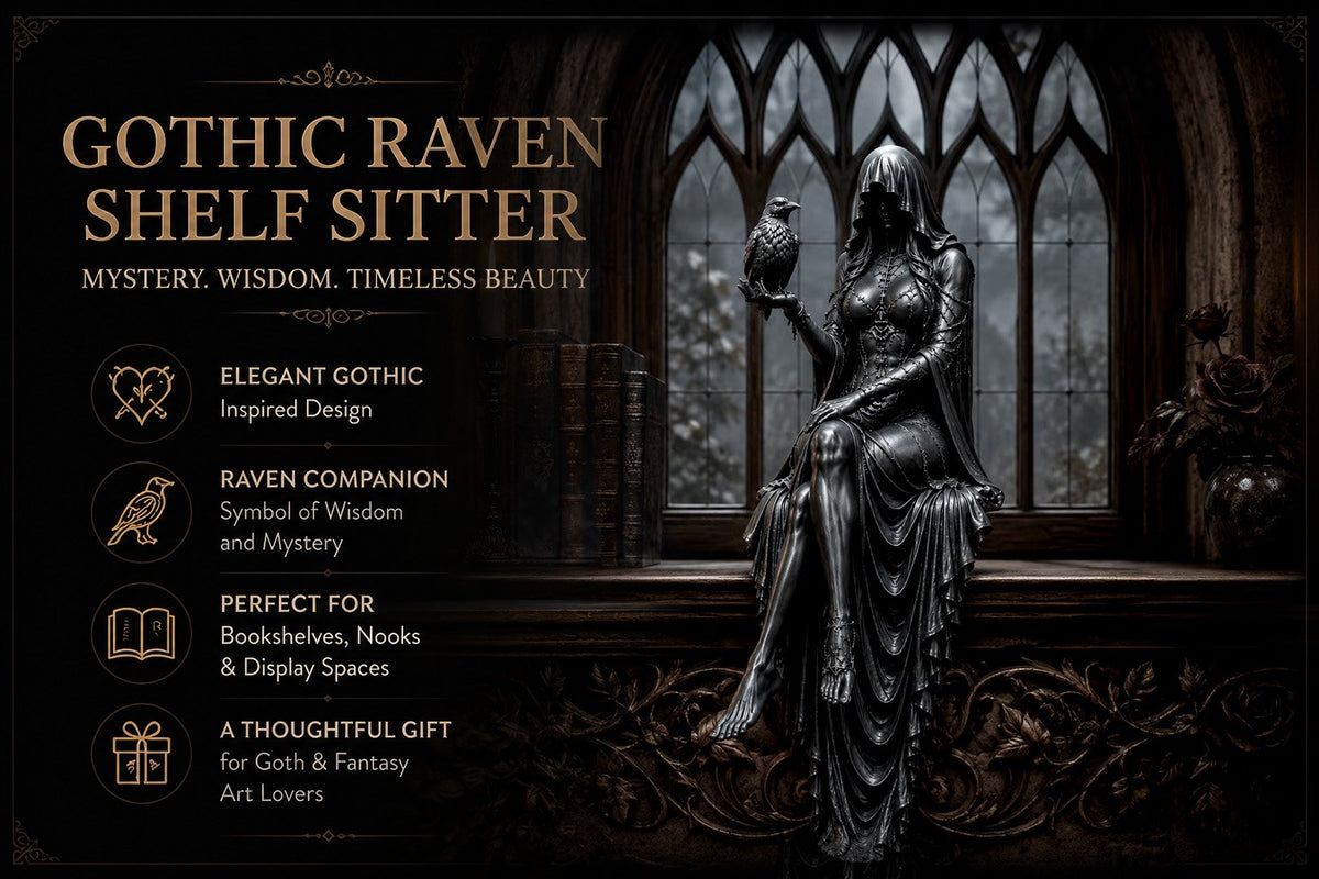 🔥Last Day 50% OFF 🖤 Gothic Raven Shelf Sitter Statue
