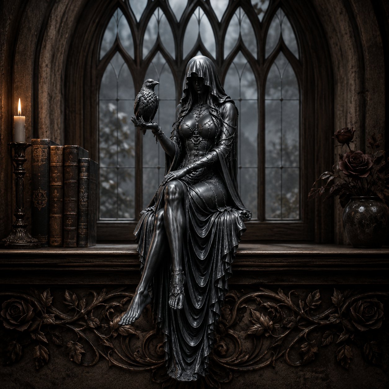 🔥Last Day 50% OFF 🖤 Gothic Raven Shelf Sitter Statue