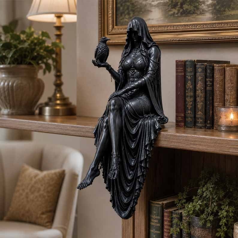 🔥Last Day 50% OFF 🖤 Gothic Raven Shelf Sitter Statue